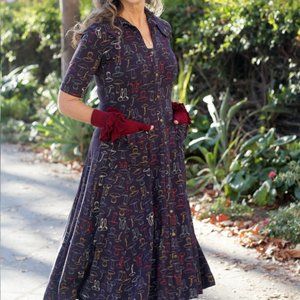 Charlie Retro Vintage Dress in Porcini Mushroom Print by Effie's Heart